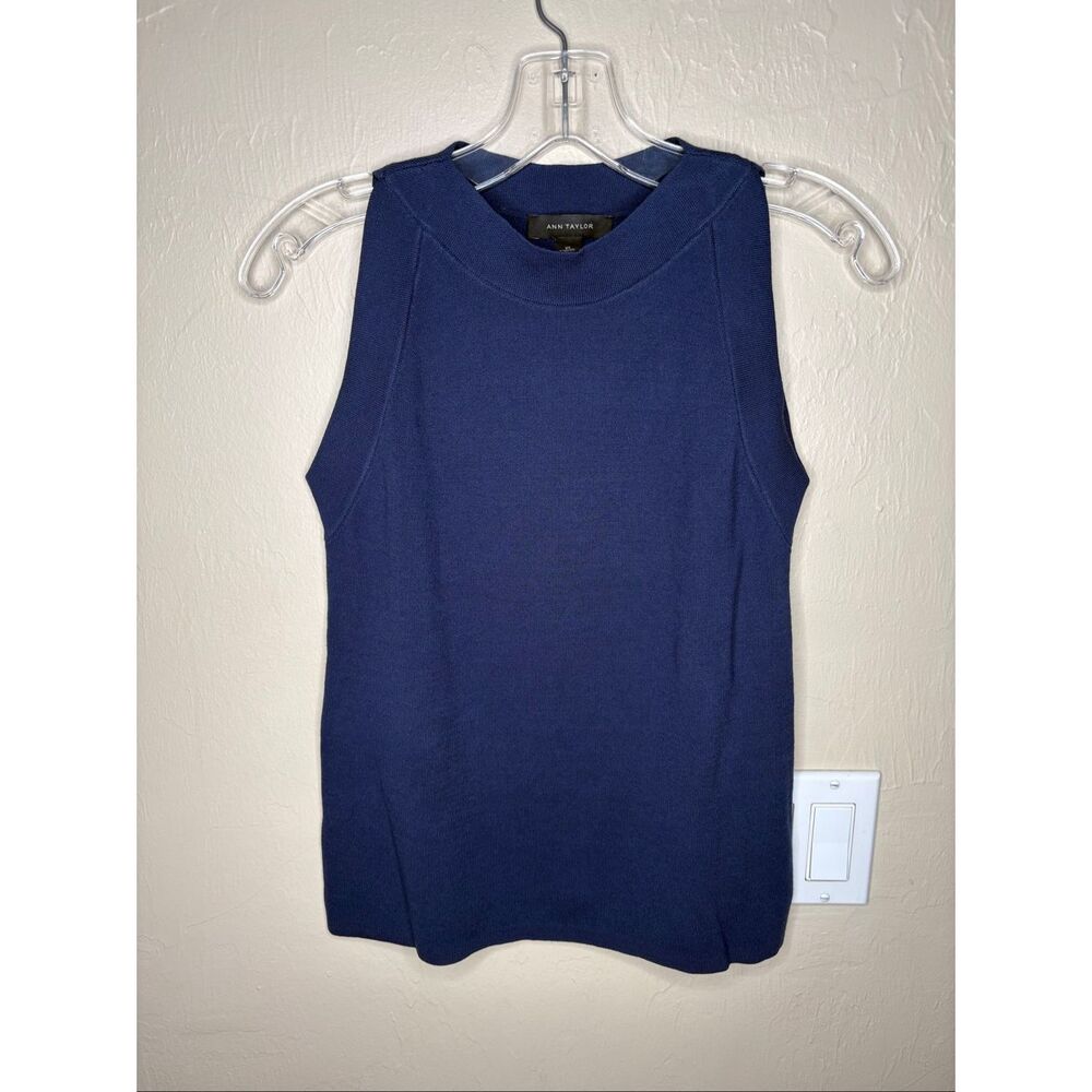 NWT Ann Taylor Navy Sleeveless Knit Shell Top XS Career Office-124